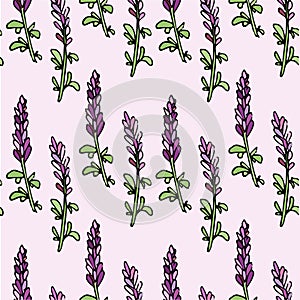 Lavanda seamless colorful pattern on light violet art design elements stock photo